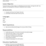 Sample Bank Manager CV Format
